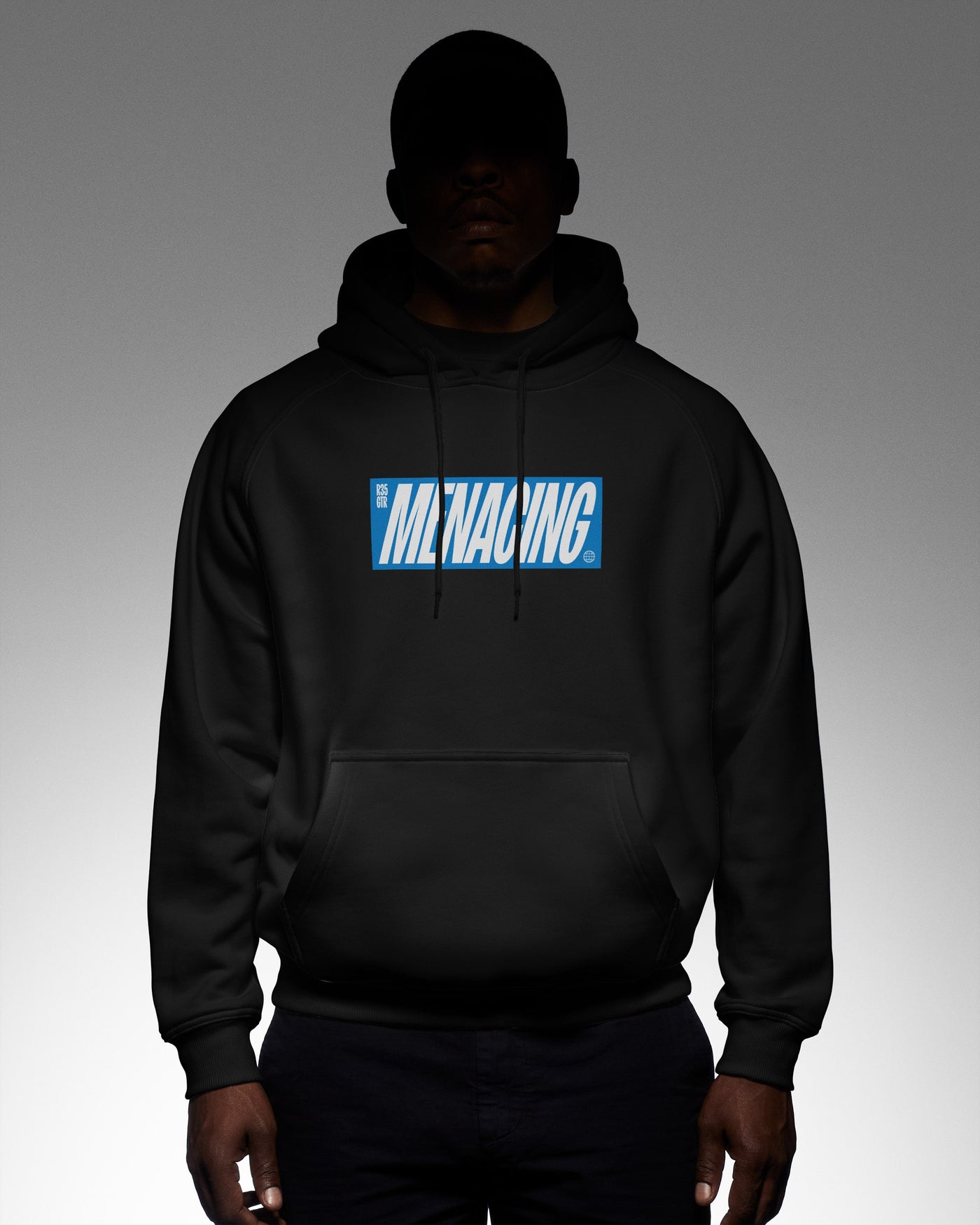 Menacing Italics Hoodie (Blue)