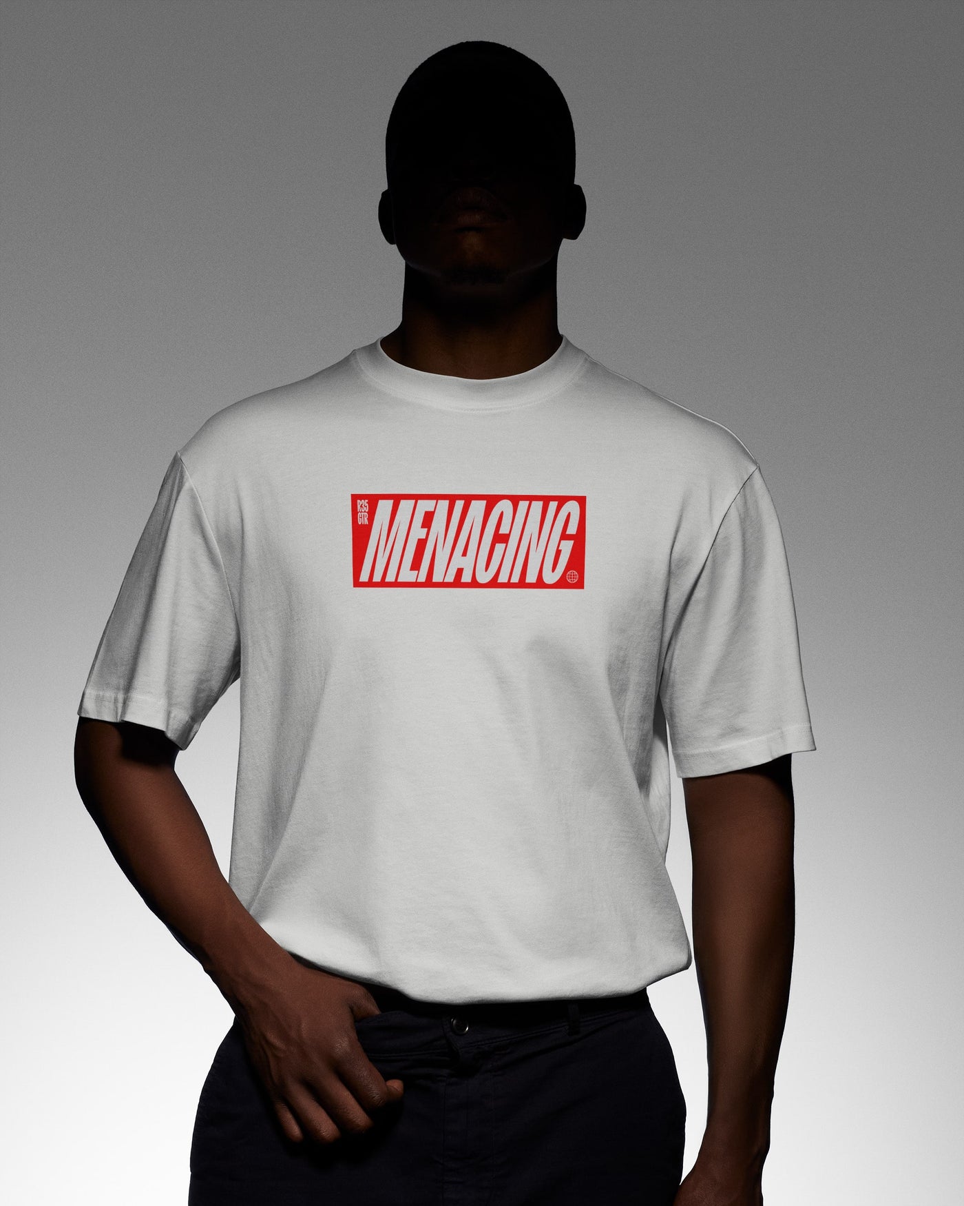 Menacing Italics Tee - White (Red)