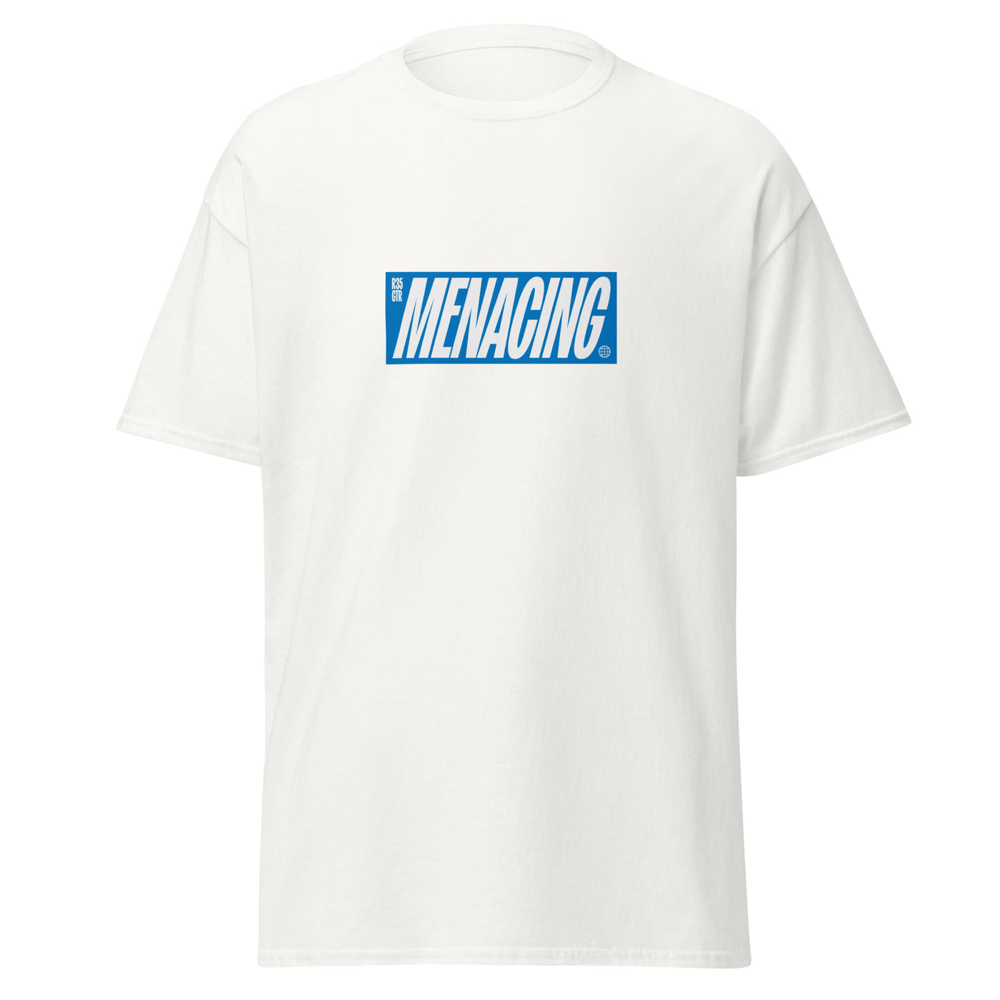 Menacing Italics Tee - White (Blue)