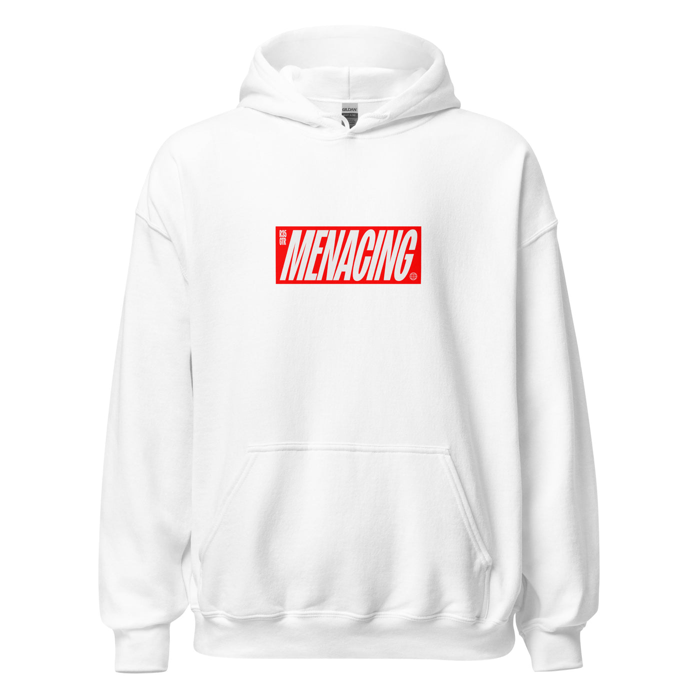 Menacing Italics Hoodie - White (Red)